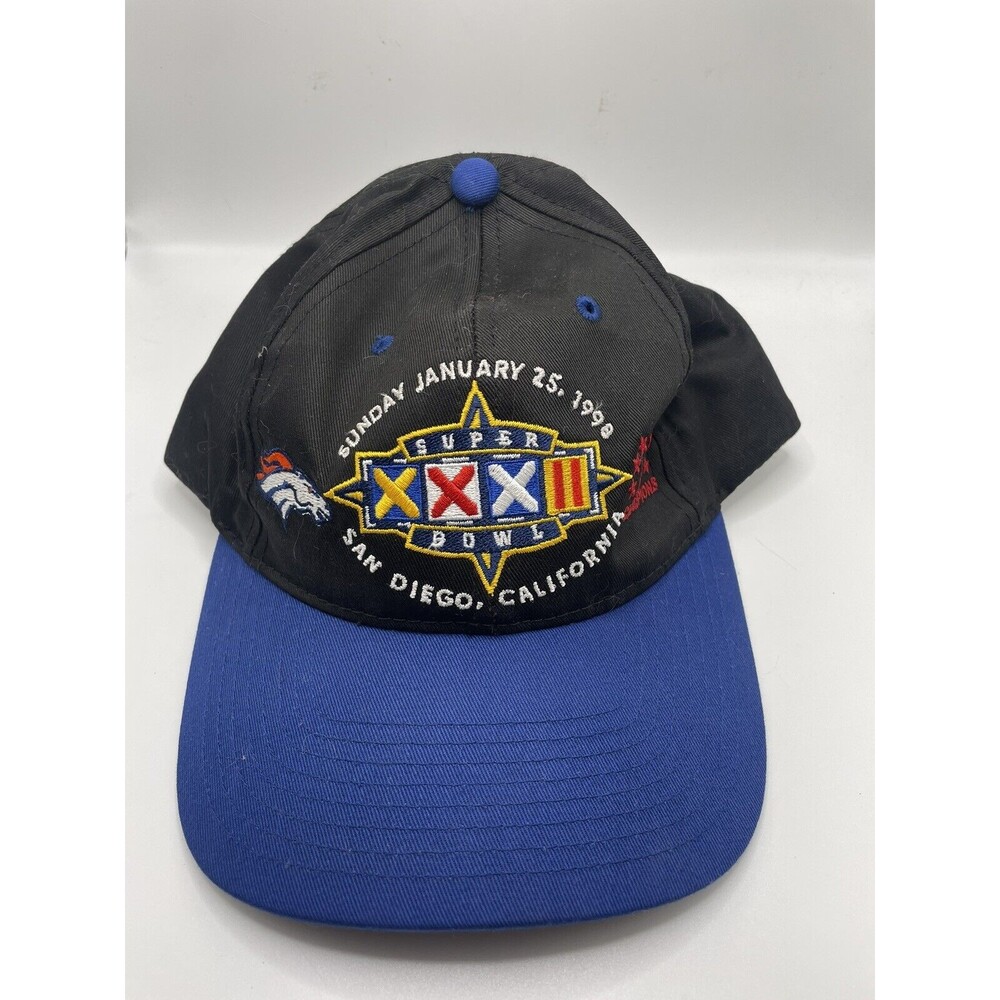 Super Bowl Hat XXXII 1998 Gameday NFL San Diego Black and Blue Denver Broncos